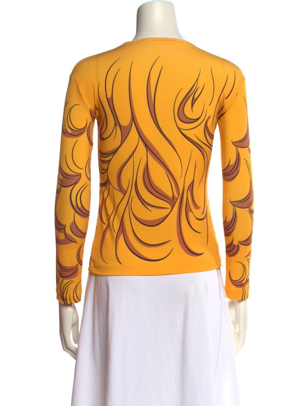 Pushbutton Sweatshirt Yellow Printed Long Sleeve - image 3