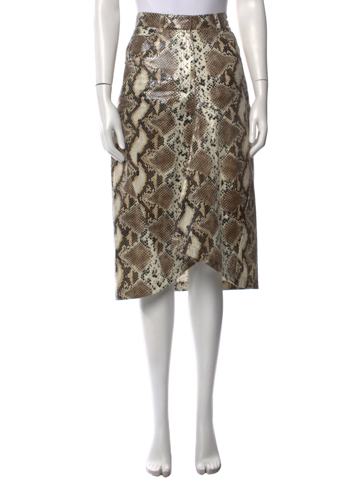 Pushbutton Animal Print Knee-Length Skirt