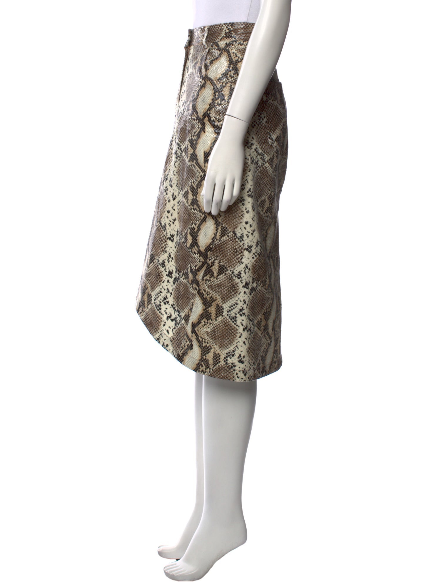 Pushbutton Animal Print Knee-Length Skirt