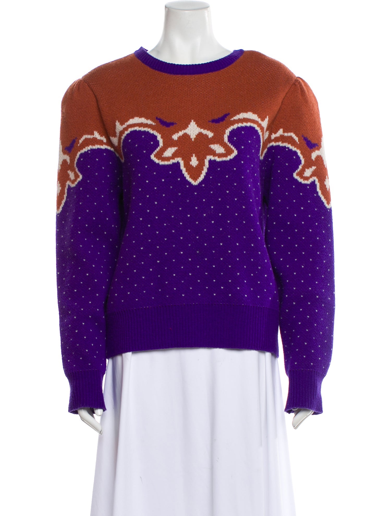 Pushbutton Wool Printed Sweater