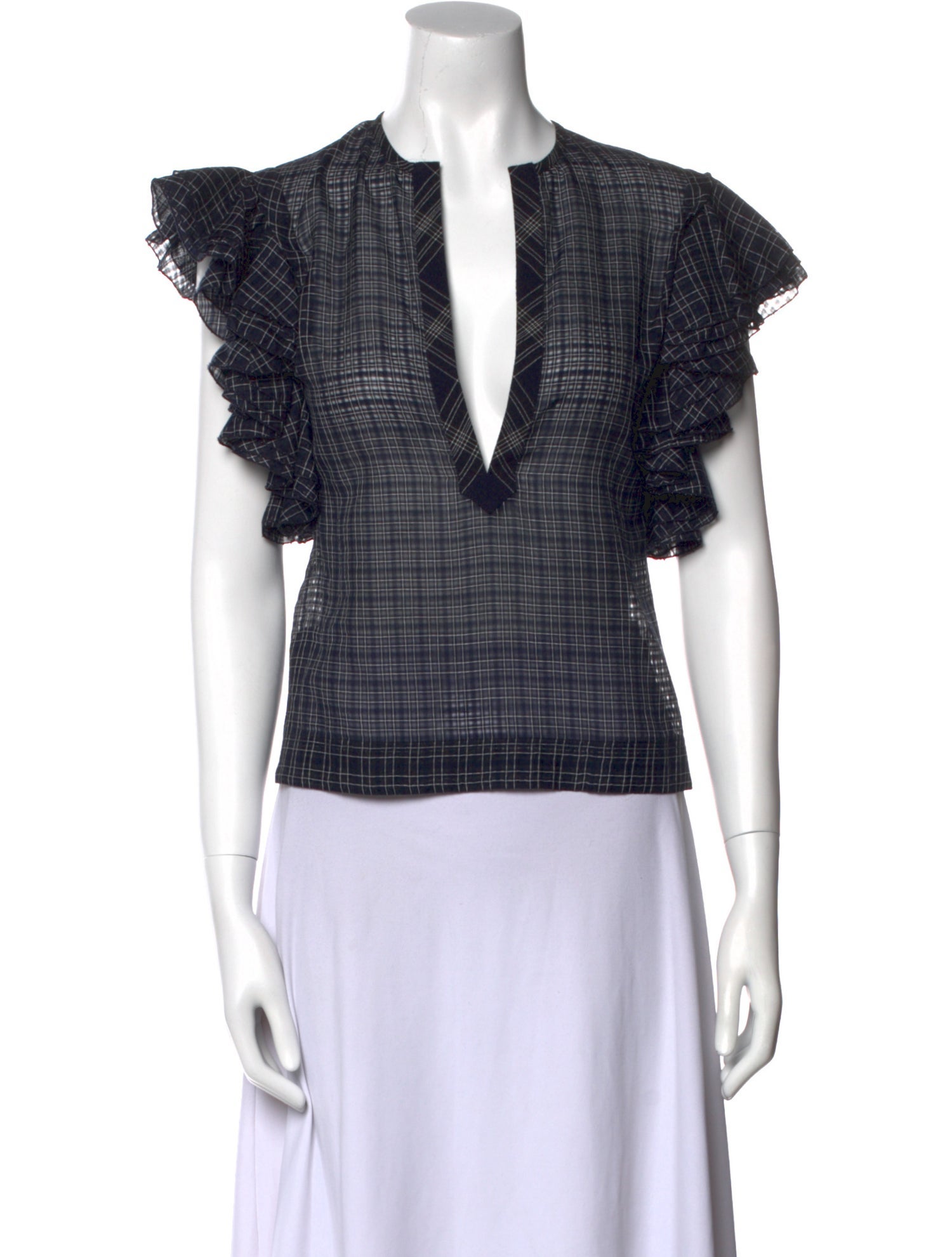 Pascal Millet Plaid Print V-Neck Crop Top