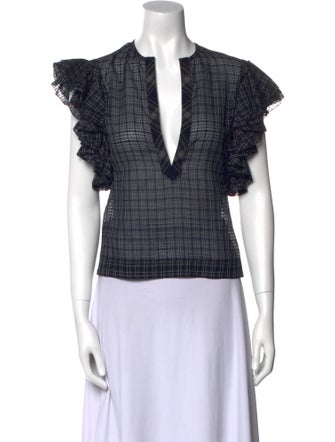 Pascal Millet Plaid Print V-Neck Crop Top