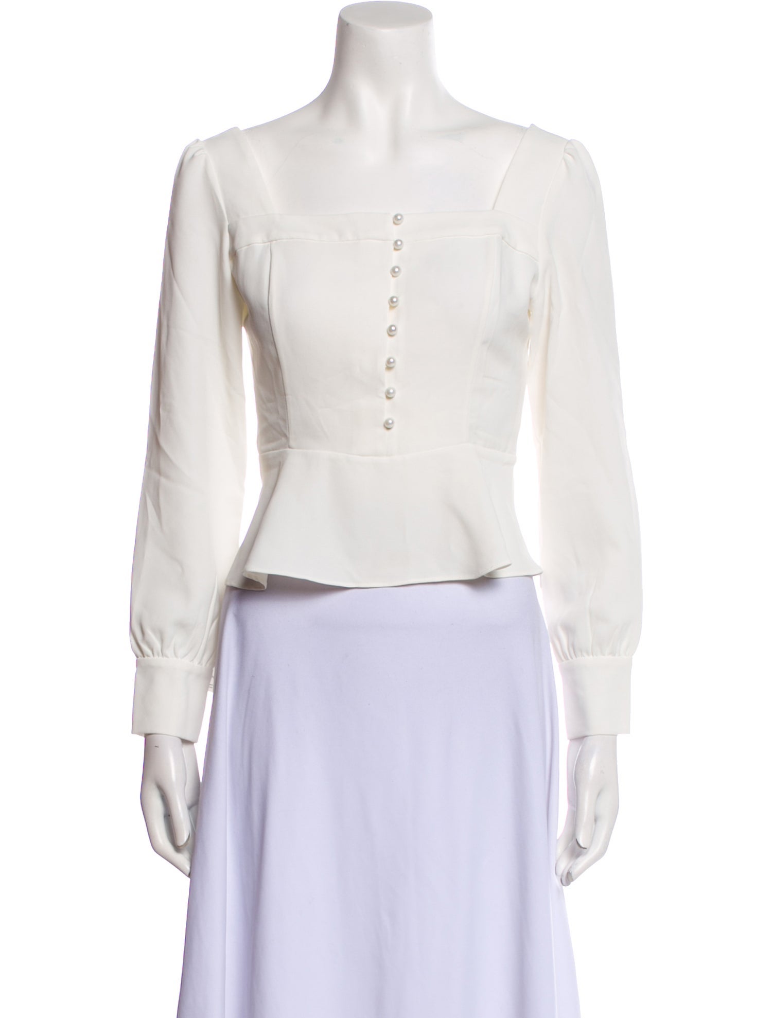 Petite Studio NYC Square Neckline Long Sleeve Crop Top