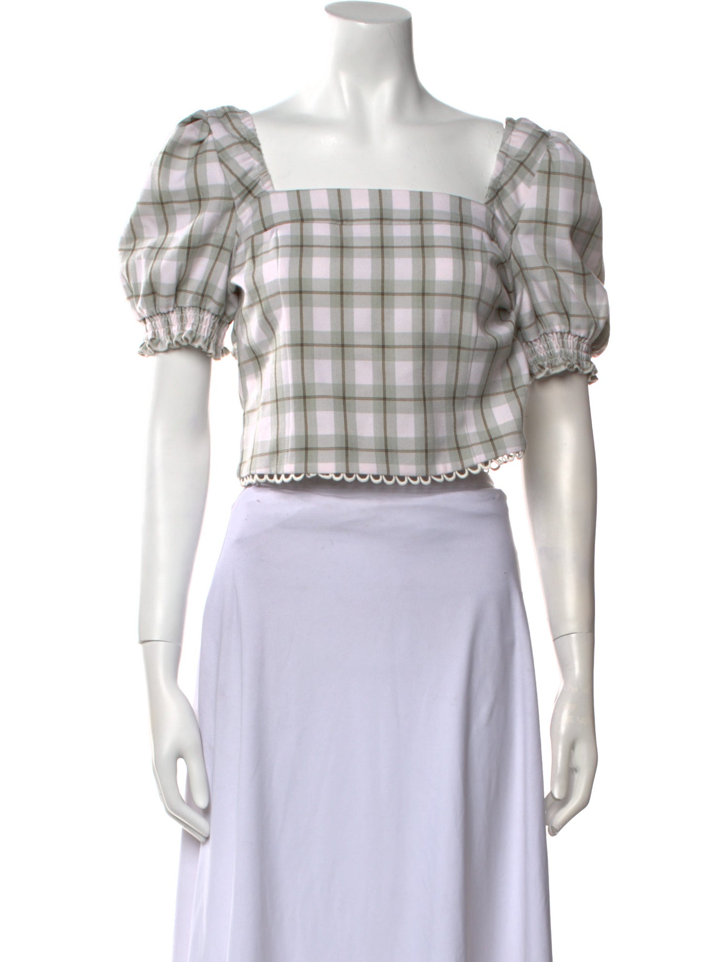 Petite Studio NYC Plaid Print Square Neckline Crop Top