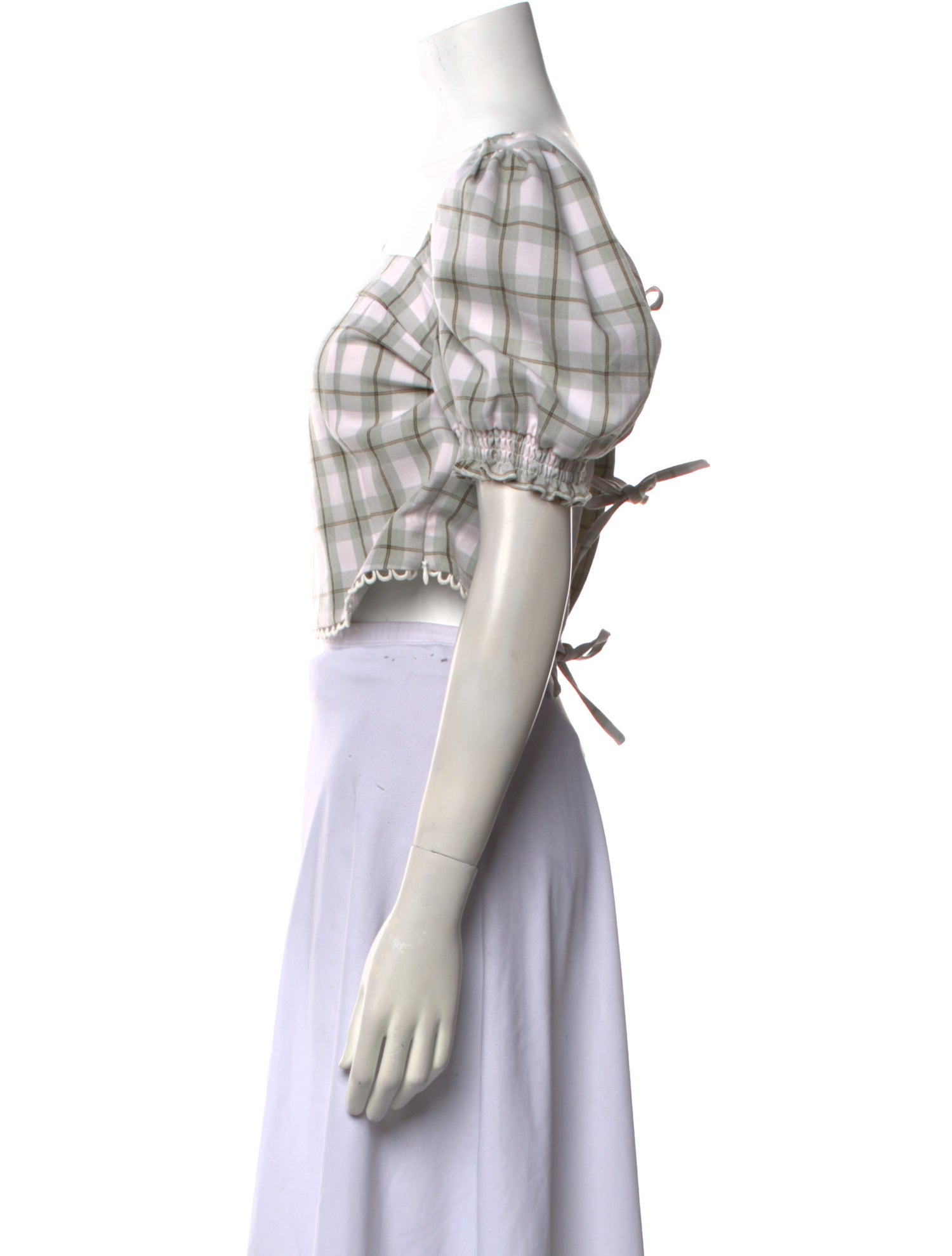 Petite Studio NYC Plaid Print Square Neckline Crop Top