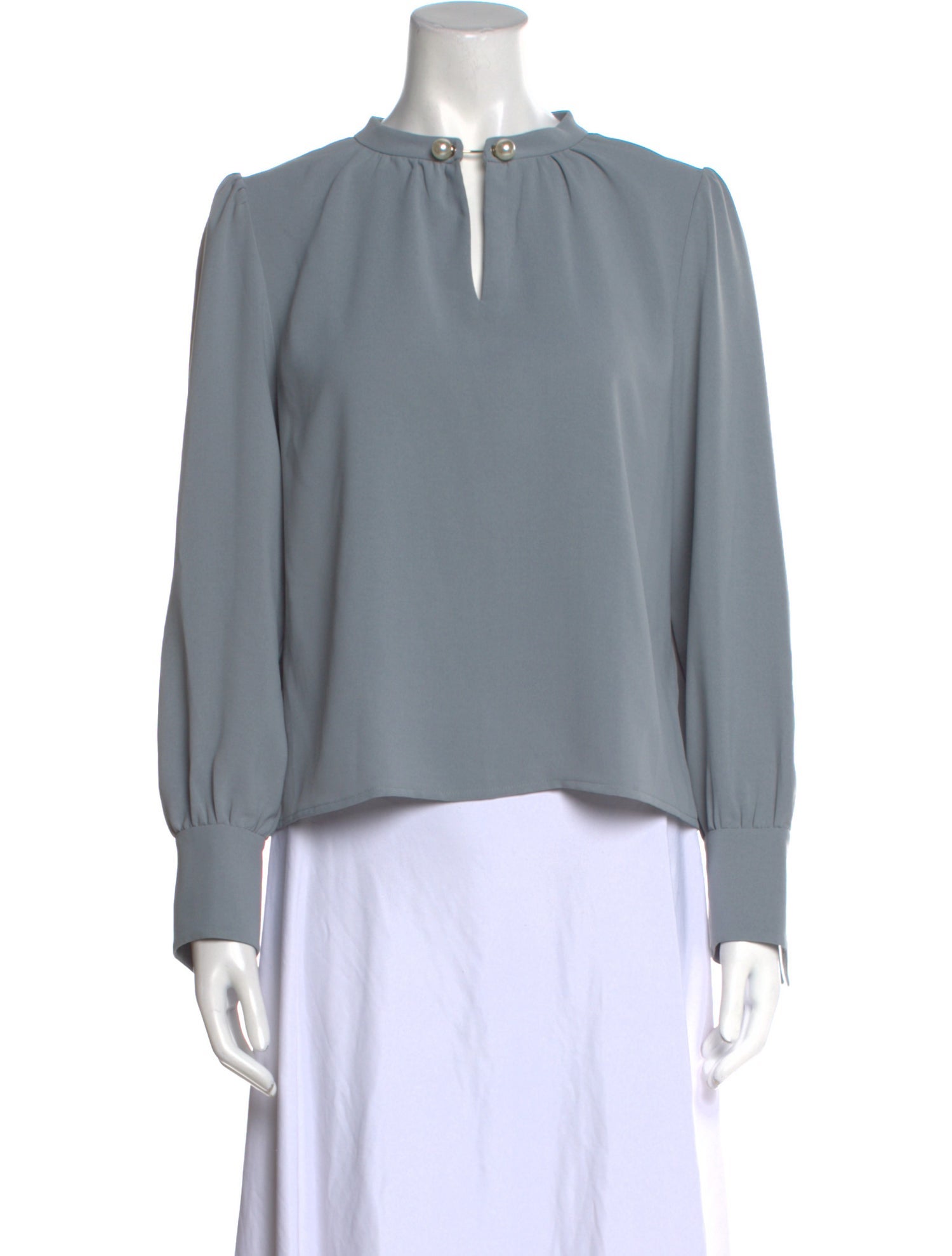 Petite Studio NYC Crew Neck Long Sleeve Blouse