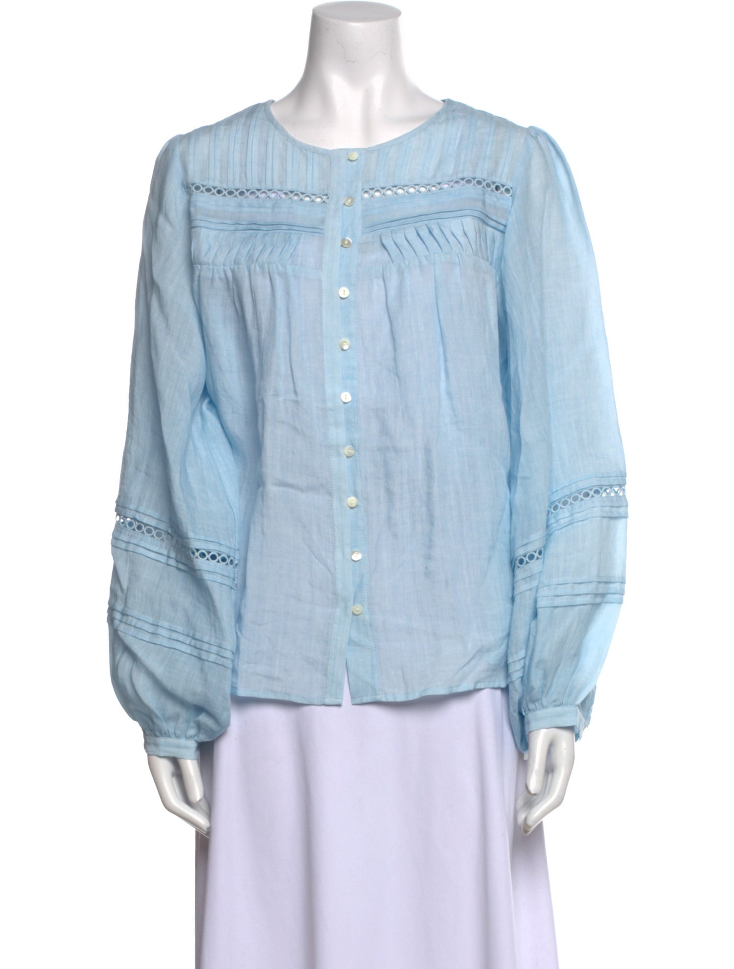 Petite Studio NYC Crew Neck Long Sleeve Button-Up Top w/ Tags