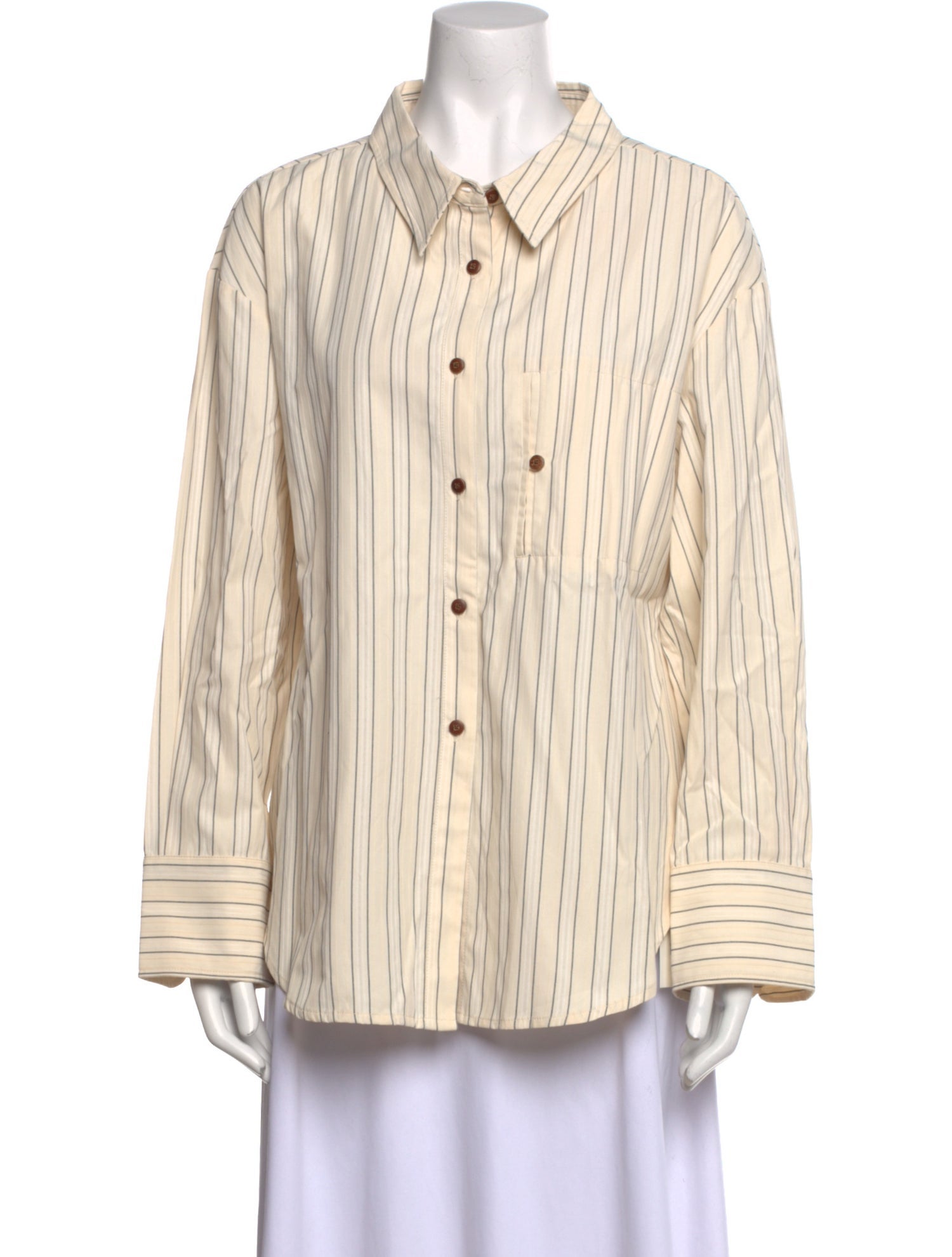 Petite Studio NYC Striped Long Sleeve Button-Up Top w/ Tags