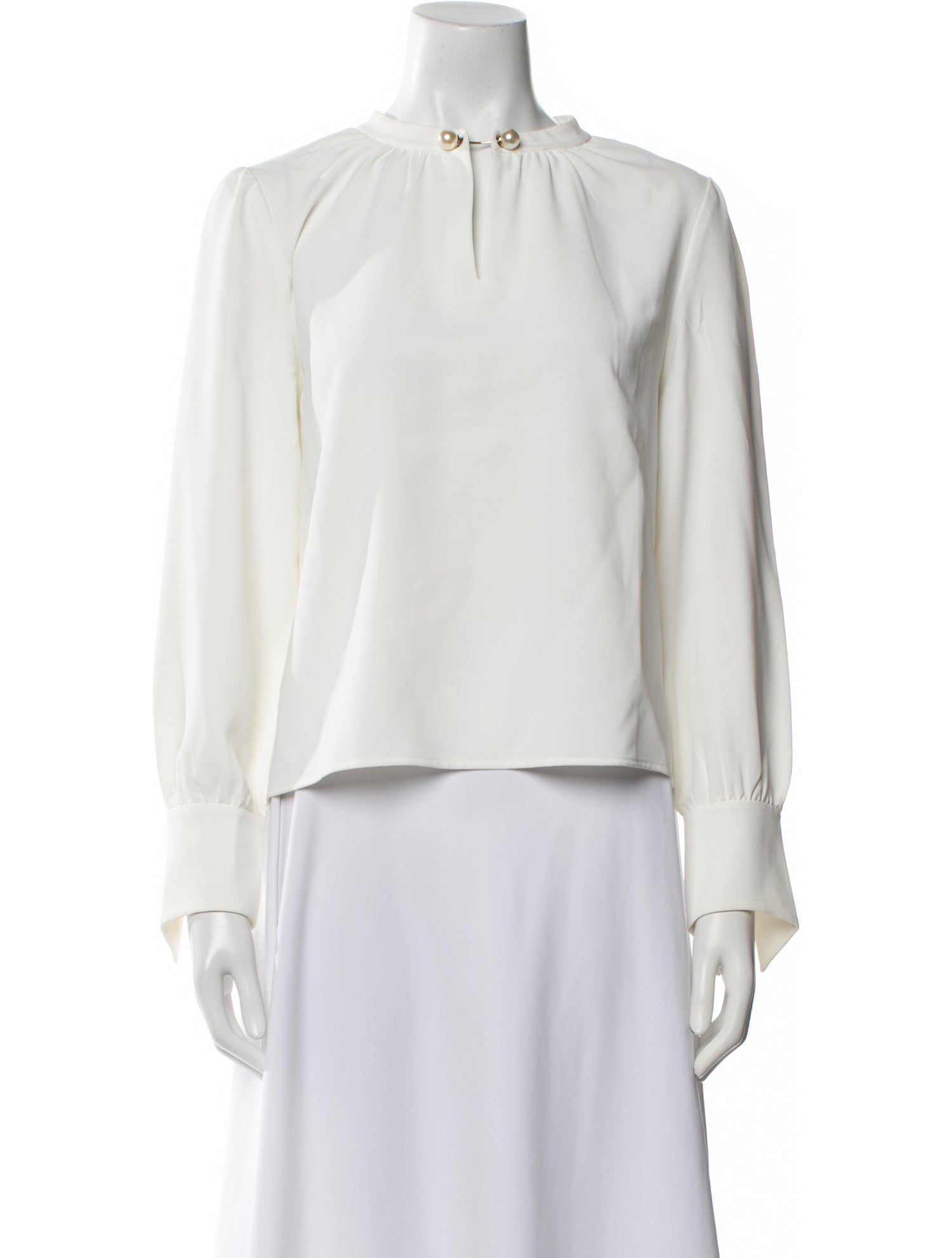 Petite Studio NYC Crew Neck Long Sleeve Blouse