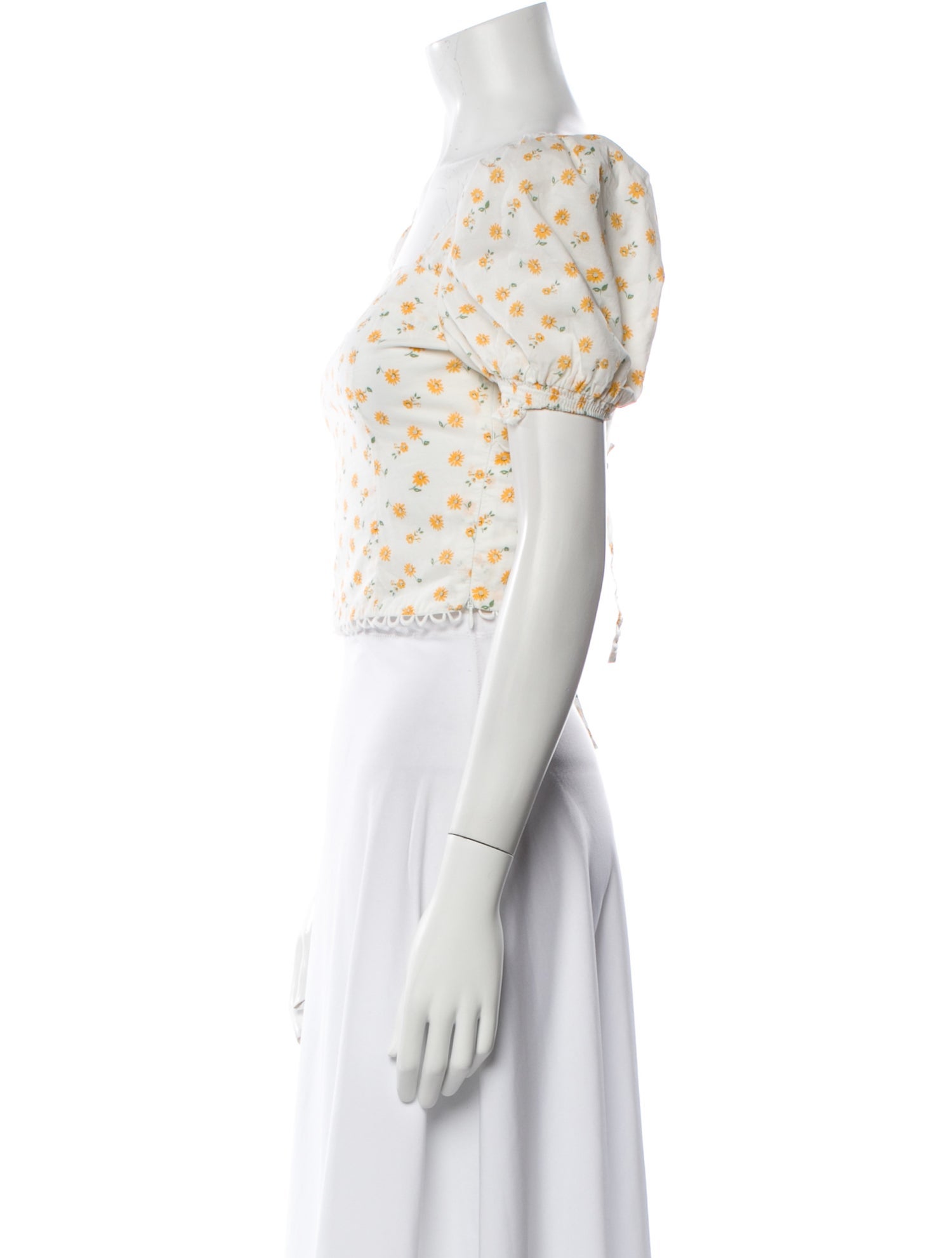 Petite Studio NYC Floral Print Square Neckline Crop Top