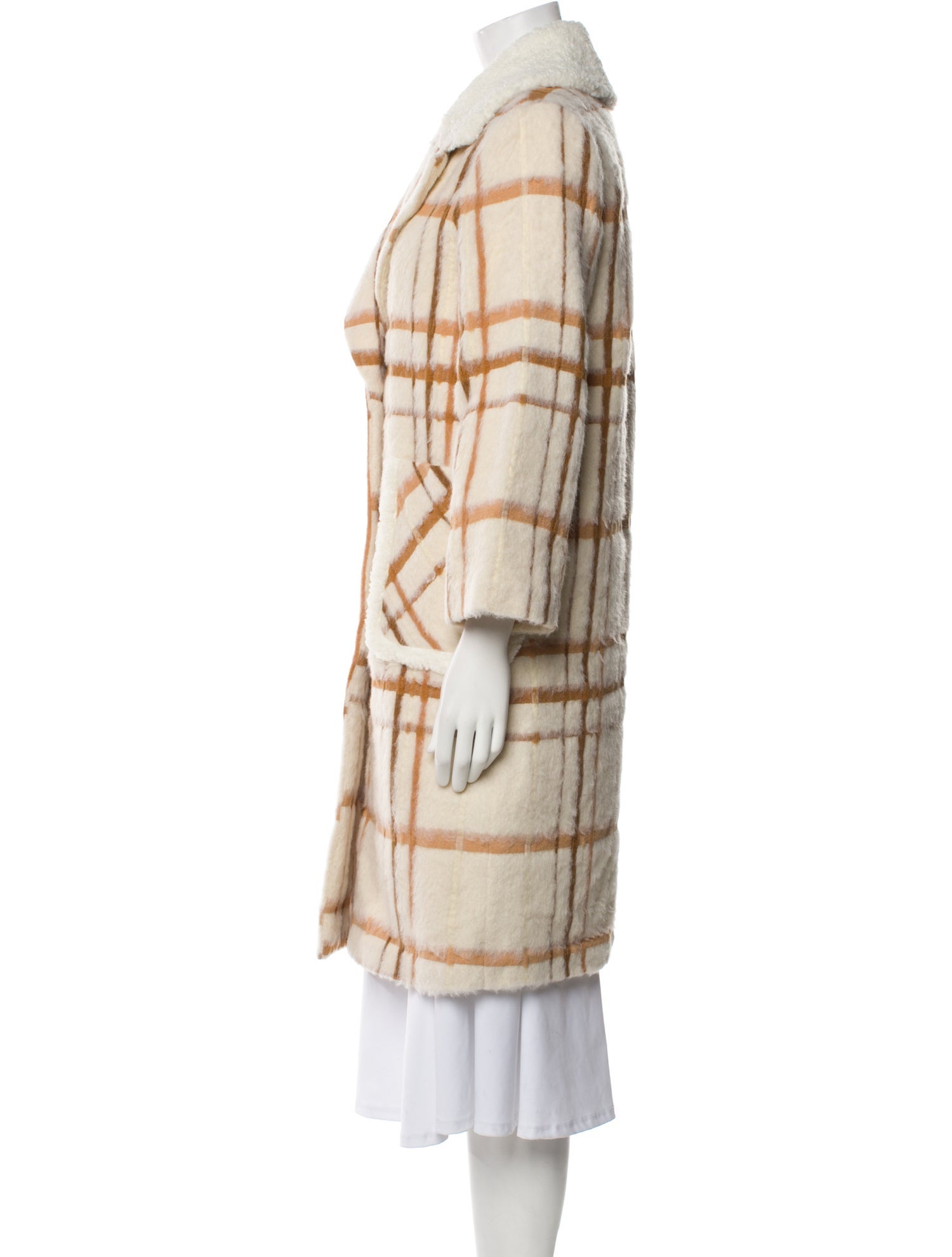 Petite Studio NYC Wool Plaid Print Trench Coat w/ Tags