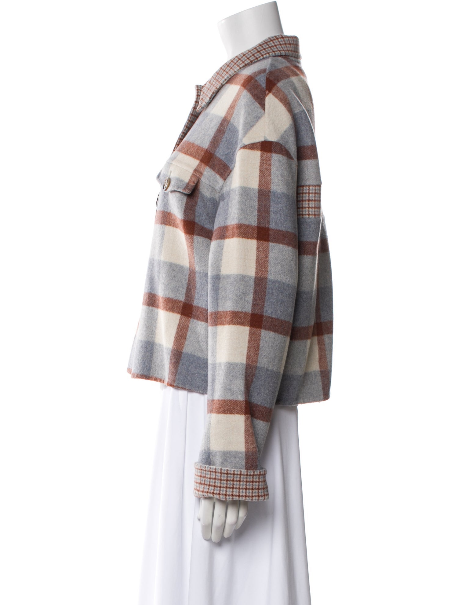 Petite Studio NYC Wool Plaid Print Peacoat