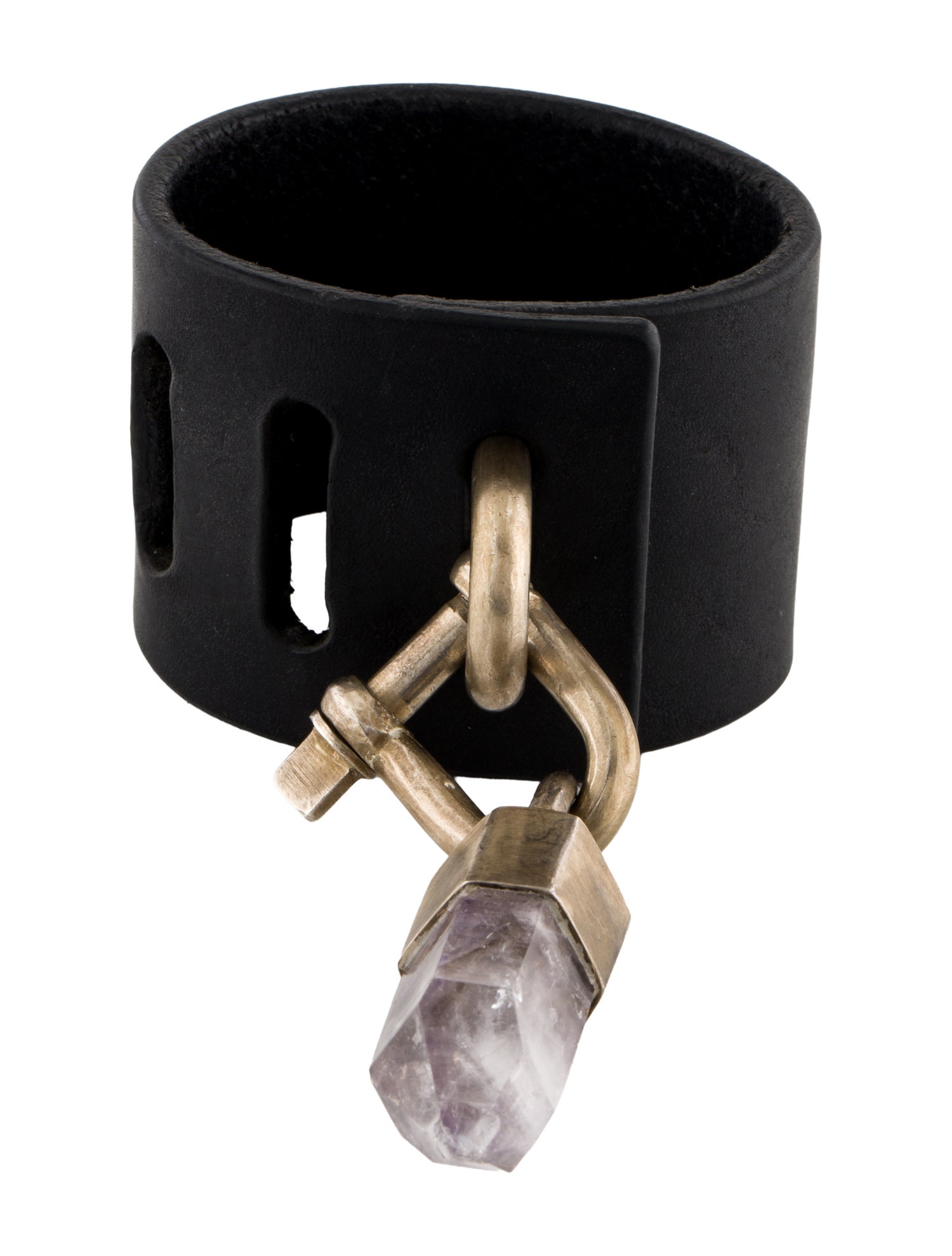 Parts of Four Amethyst & Leather Restraint Bracelet