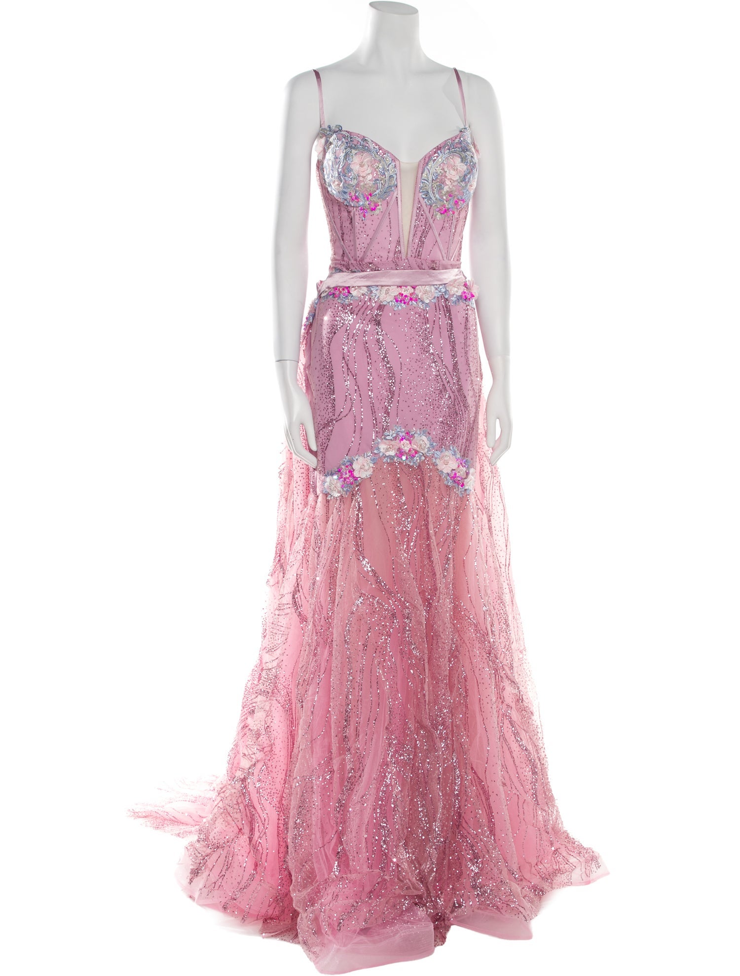 strapless open back dress Portia & Scarlett Pink Lace PS6303 Maxi Dress main image 0