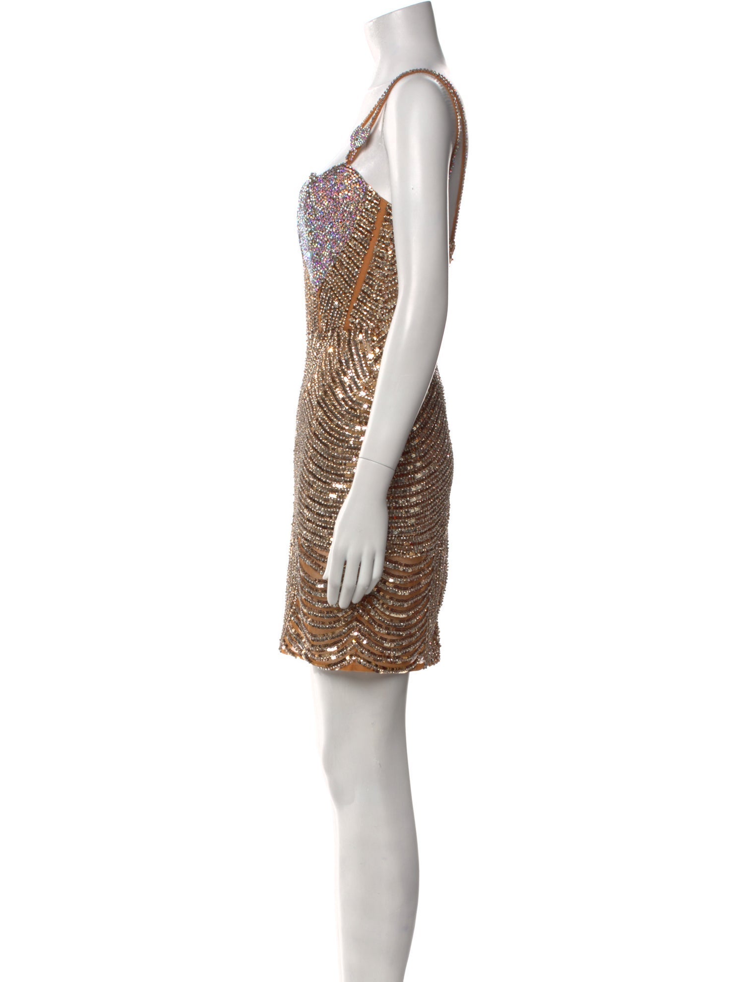 Portia & Scarlett Patterned Mini Dress - Gold Dresses, Clothing -  WPSOL22310 | The RealReal