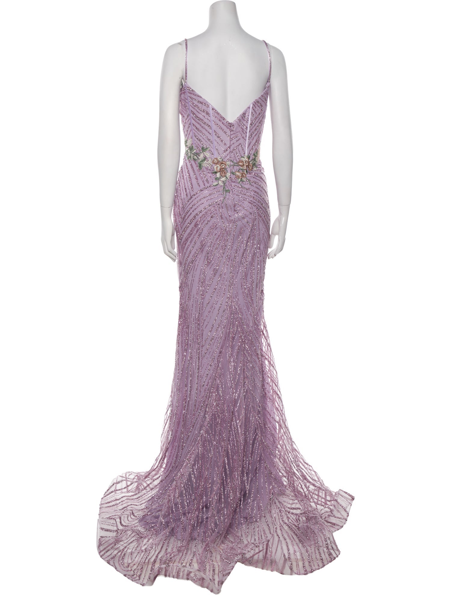 mother of the bride evening dress LaDivine CC447 V-Neck Beaded Fringe Sleeve Satin Gown – Mother of Bride, Wedding Guest & Formal Wear main image 0