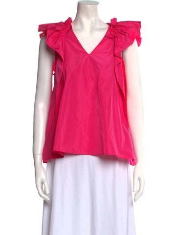 Psophia Tops V-Neck Short Sleeve Blouse XS