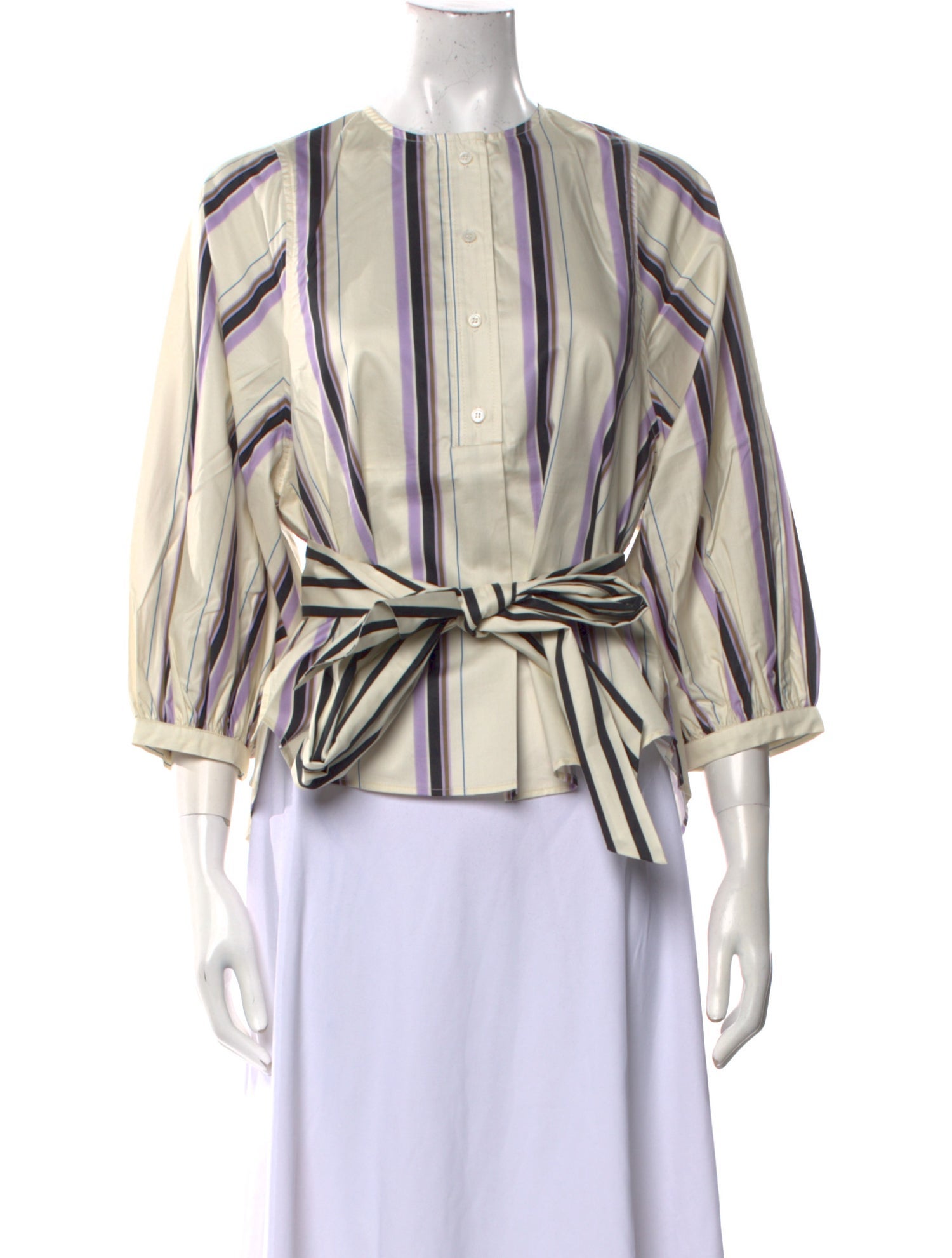 Psophia Striped Crew Neck Blouse