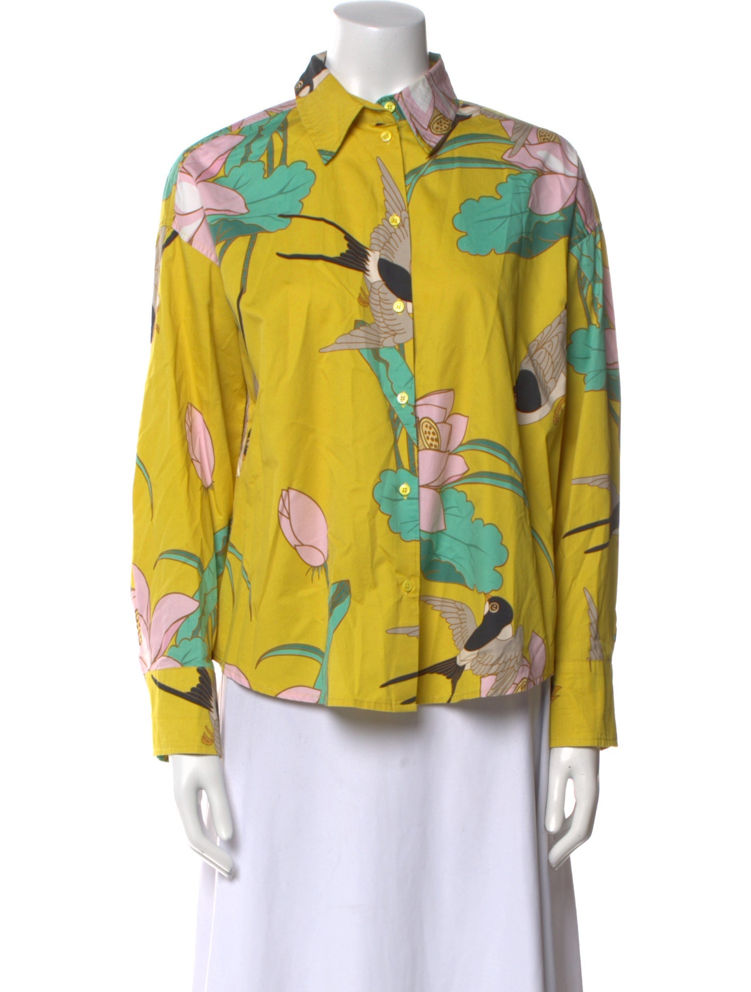 Psophia Printed Long Sleeve Button-Up Top