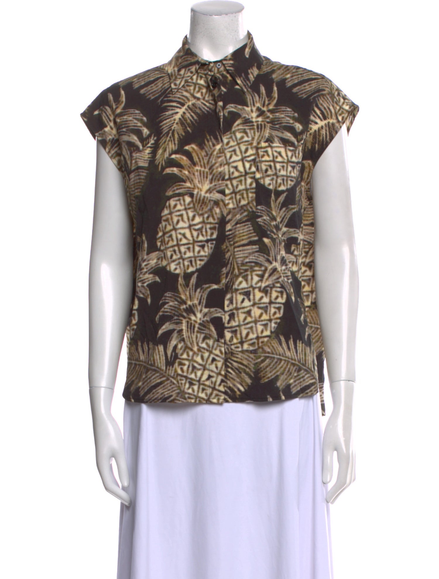 Psophia Silk Printed Button-Up Top w/ Tags