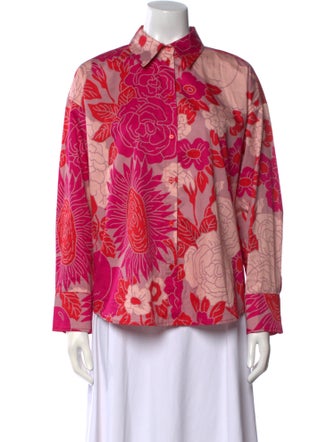 Psophia Floral Print Long Sleeve Button-Up Top