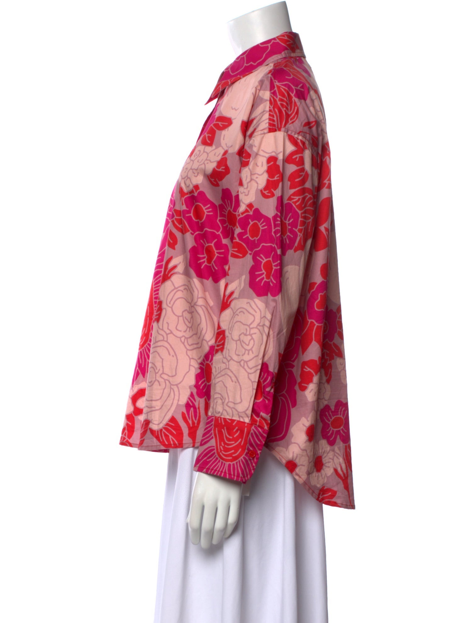 Psophia Floral Print Long Sleeve Button-Up Top