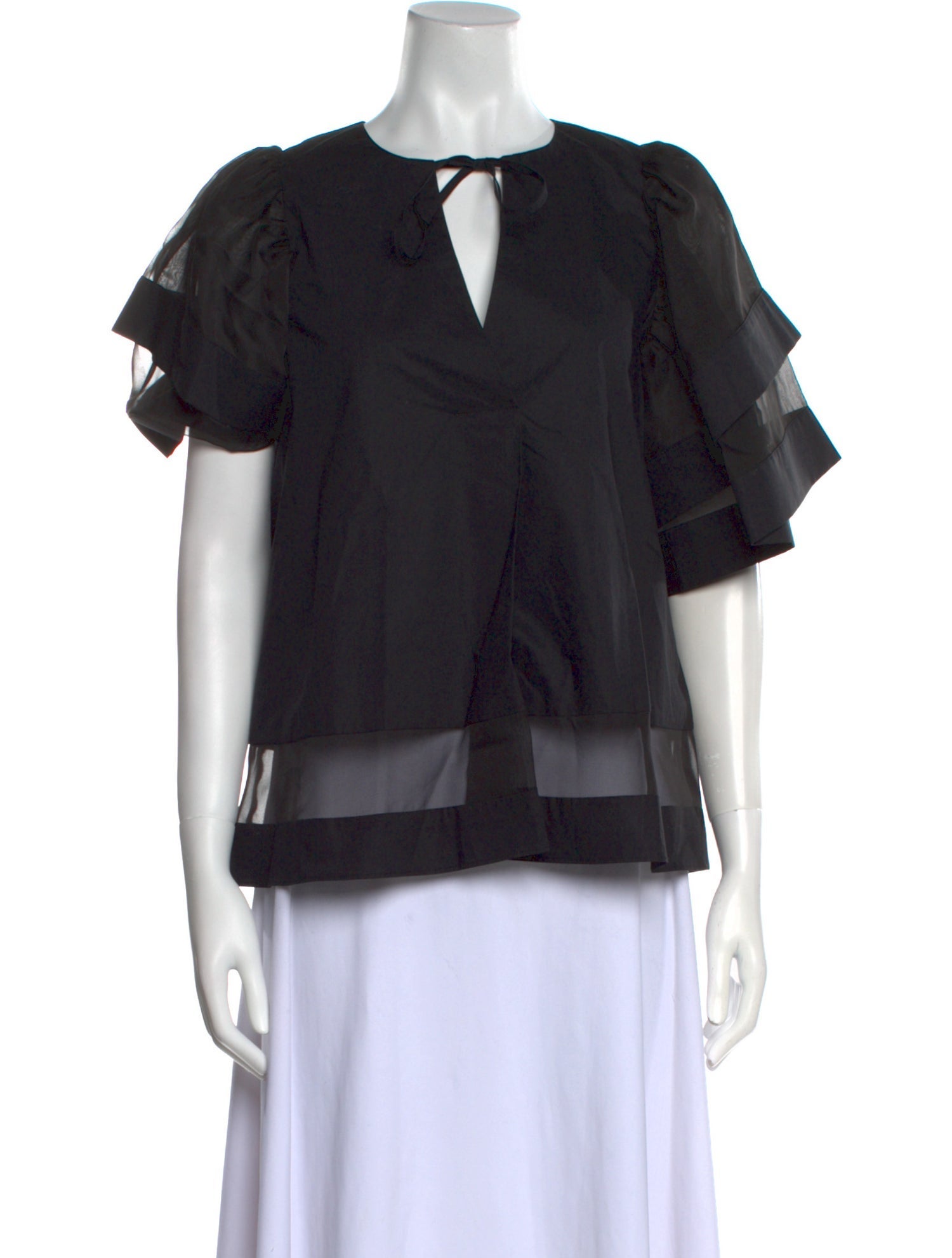 Psophia Tie Neck Short Sleeve Blouse