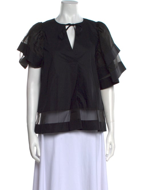 Psophia Tie Neck Short Sleeve Blouse