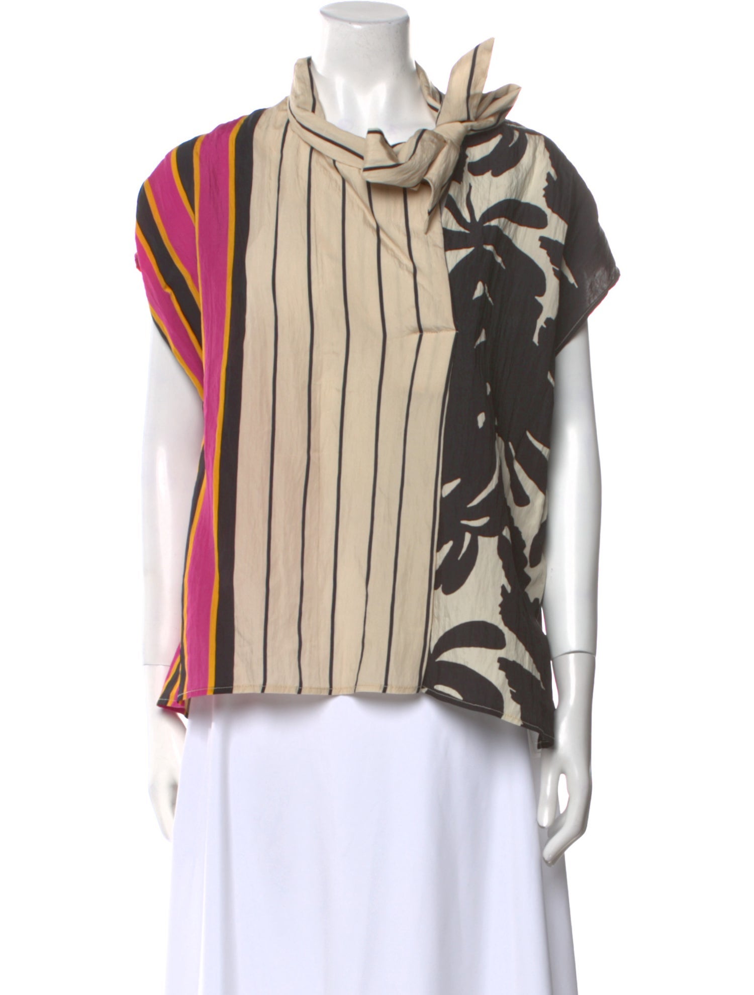 Psophia Striped Cowl Neck Blouse