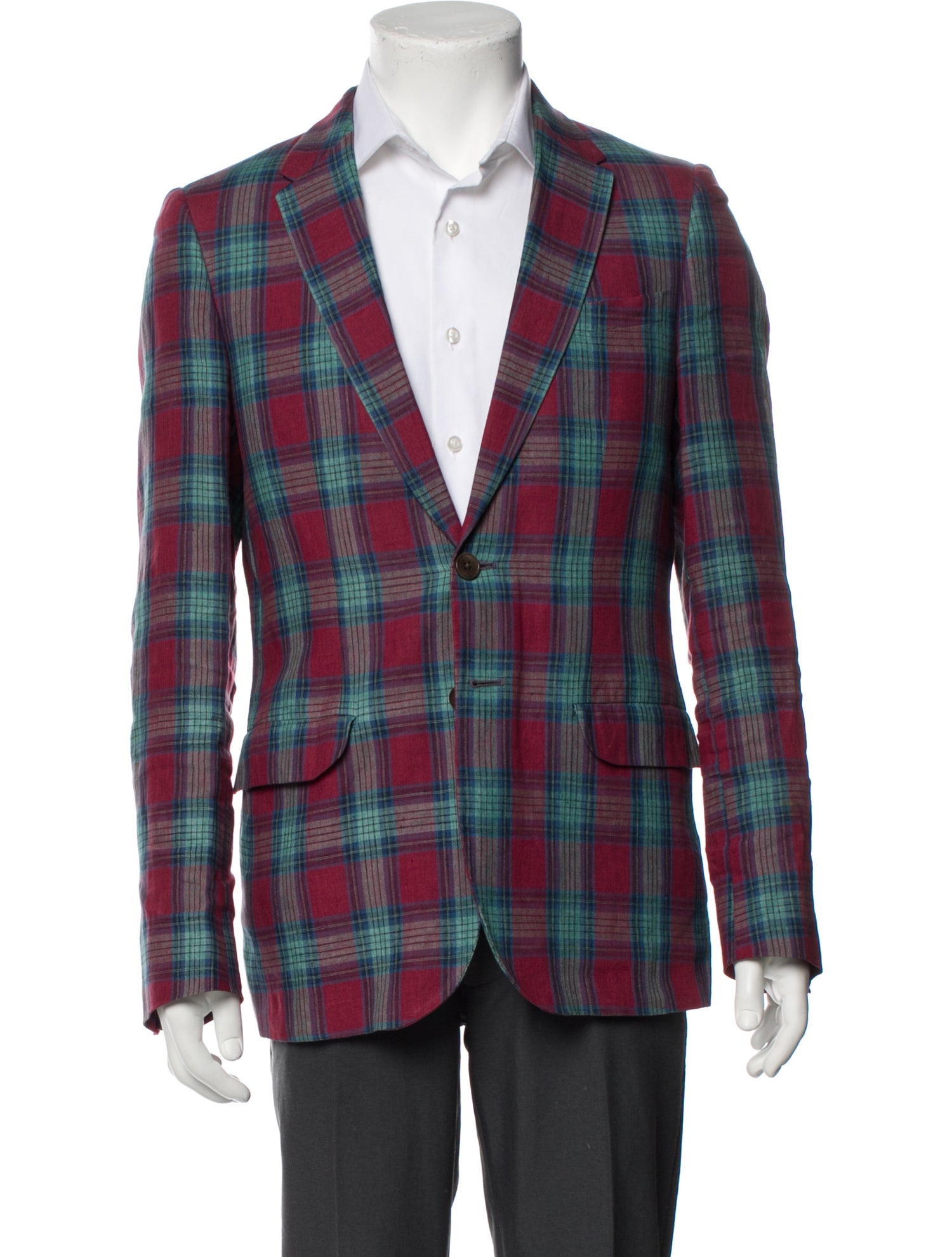 Ps Paul Smith Linen Plaid Print Blazer