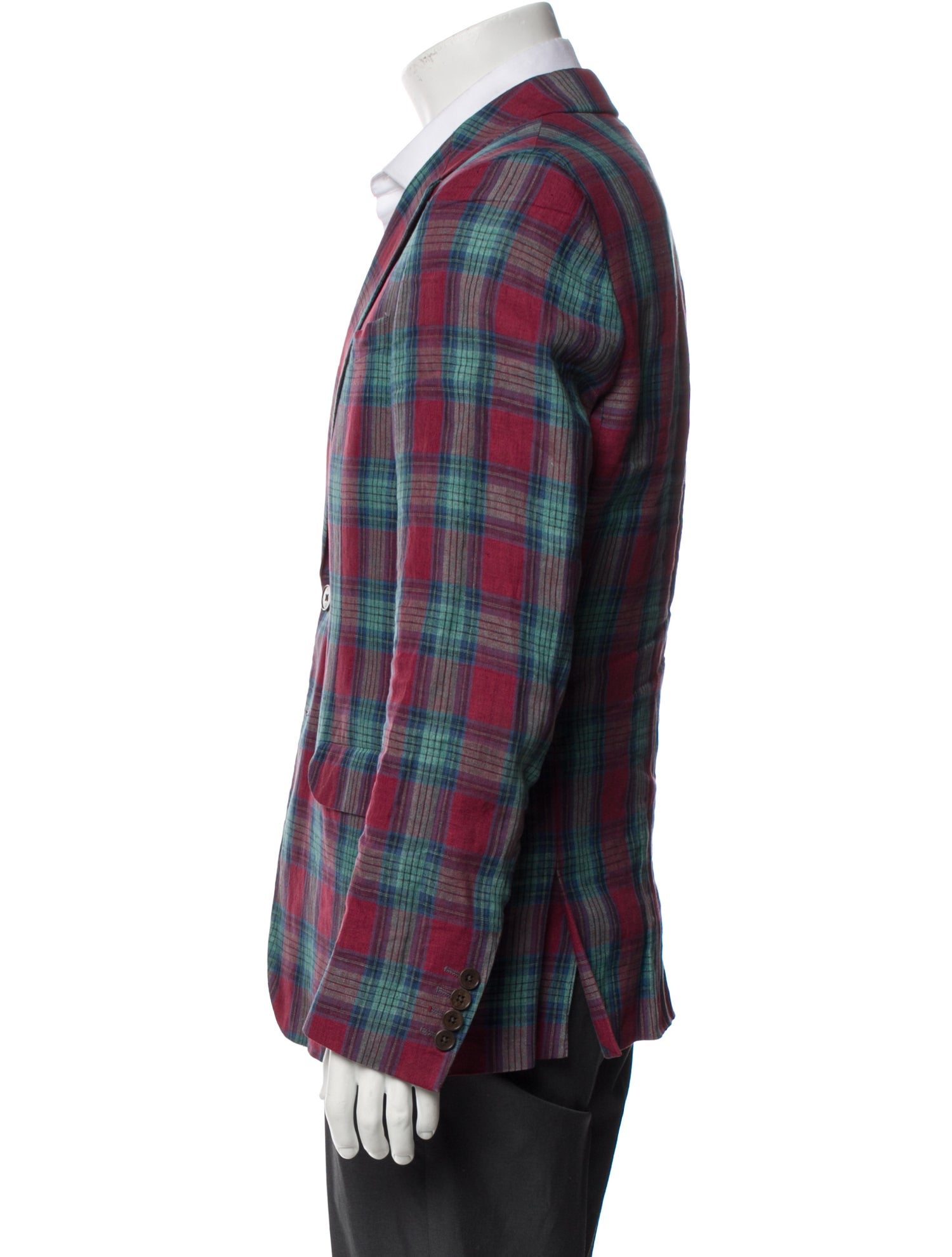 Ps Paul Smith Linen Plaid Print Blazer