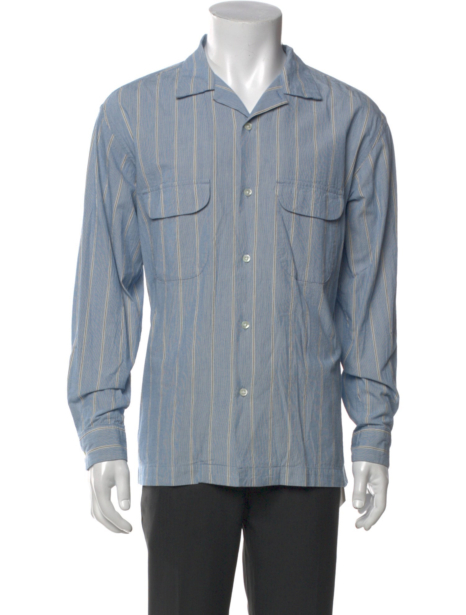 Pilgrim Surf + Supply Striped Long Sleeve Denim Shirt