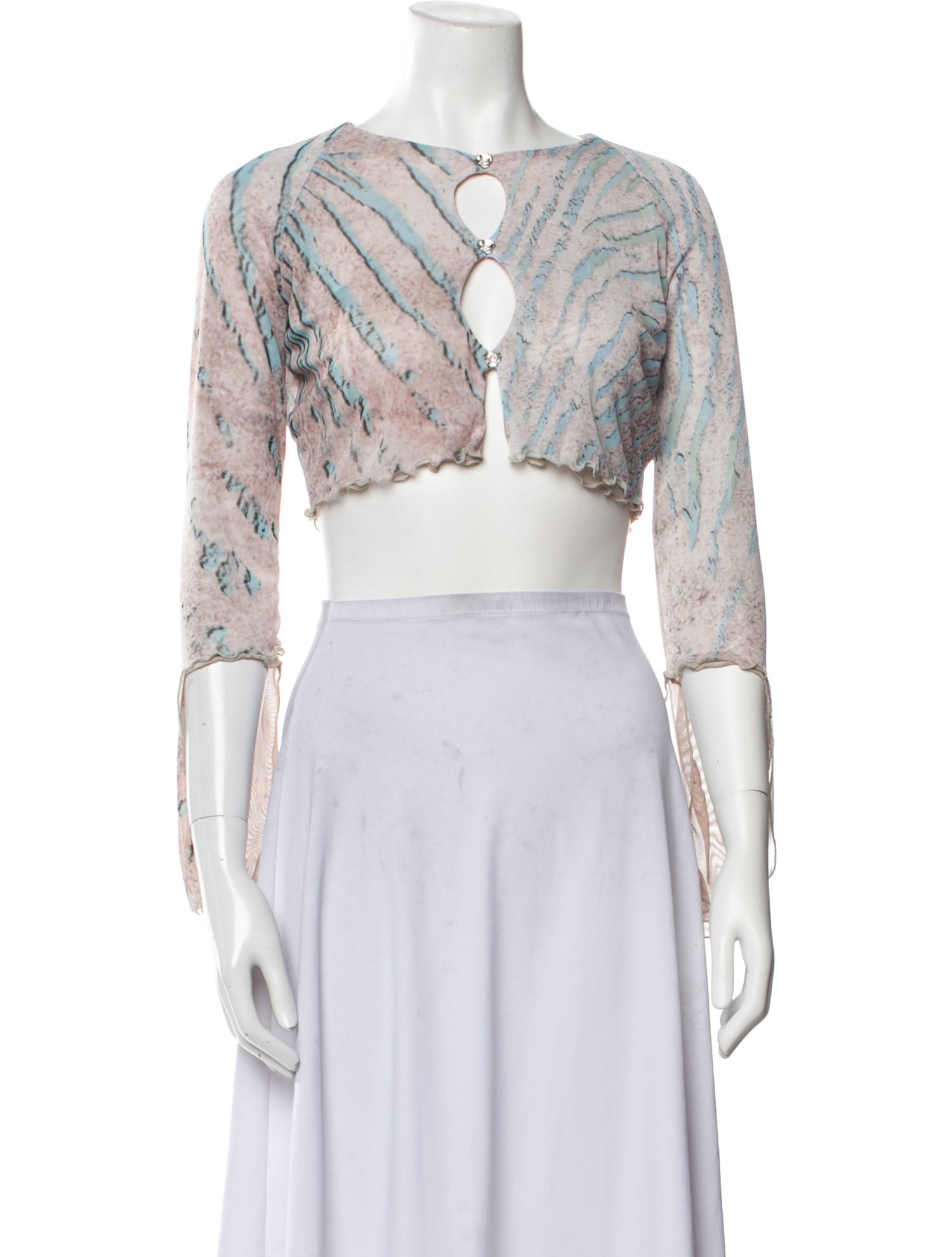 Poster Girl Printed Bateau Neckline Crop Top