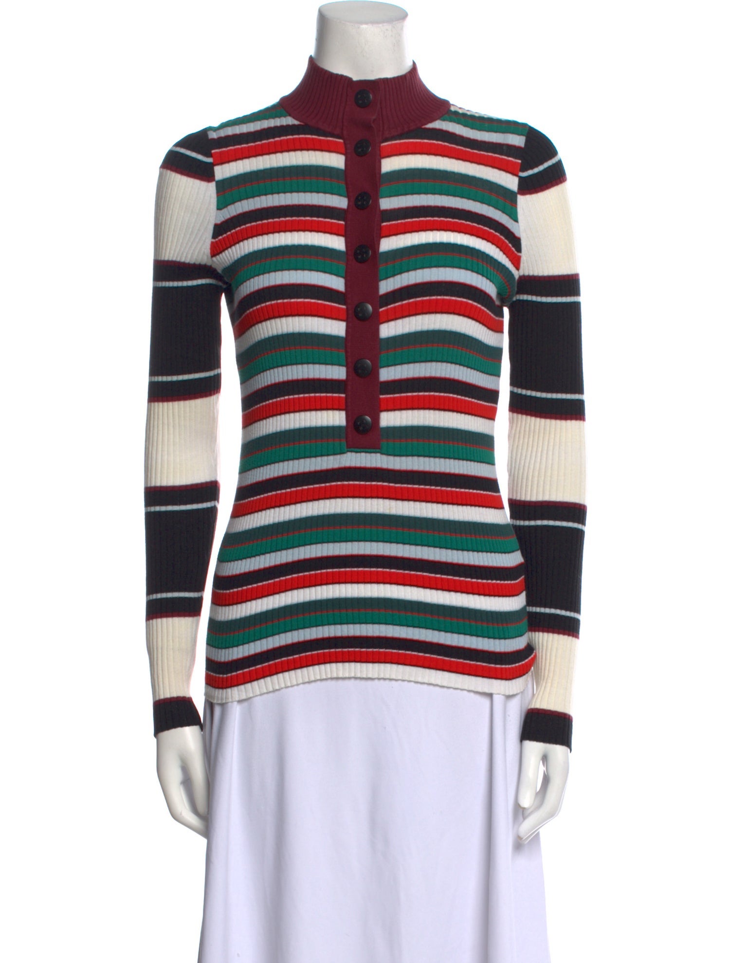 Proenza Schouler White Label Striped Mock Neck Top