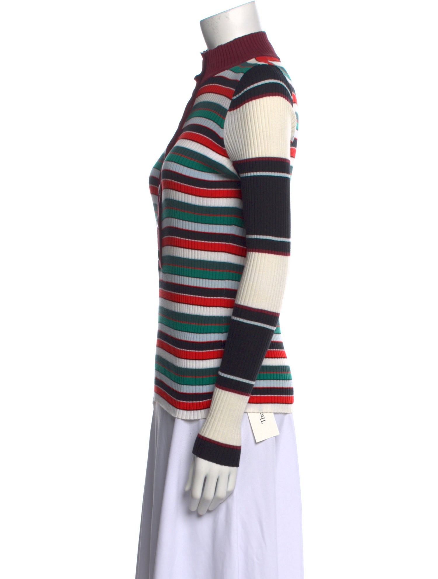 Proenza Schouler White Label Striped Mock Neck Top