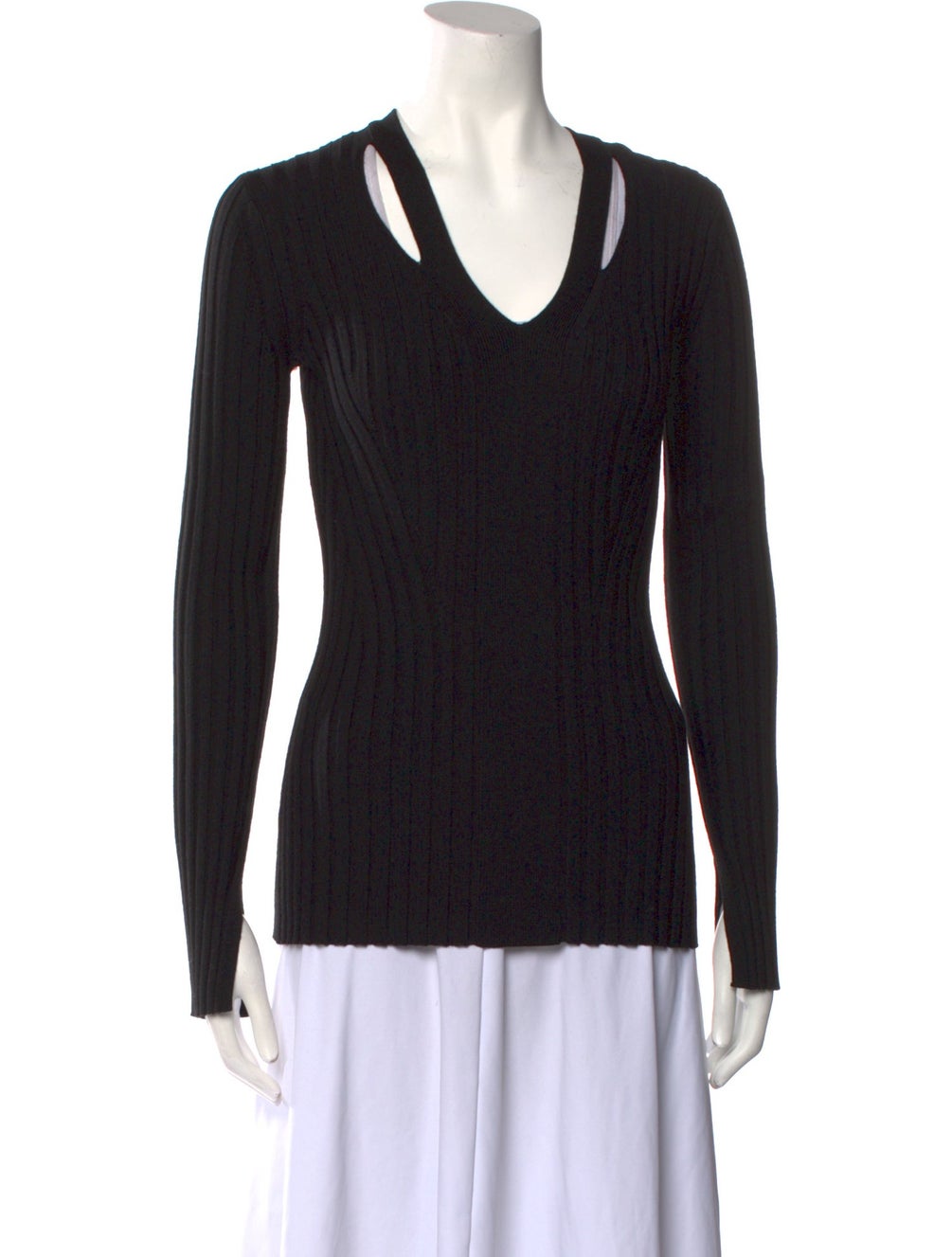 Proenza Schouler White Label VNeck Sweater Black Knitwear, Clothing