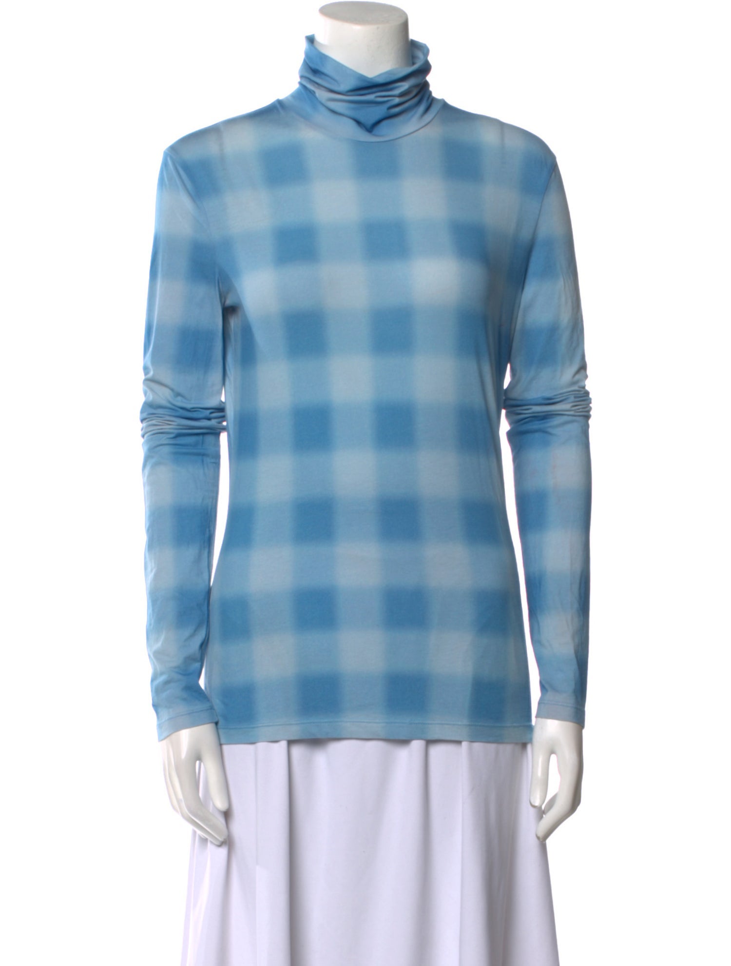 Proenza Schouler White Label Plaid Print Turtleneck Top