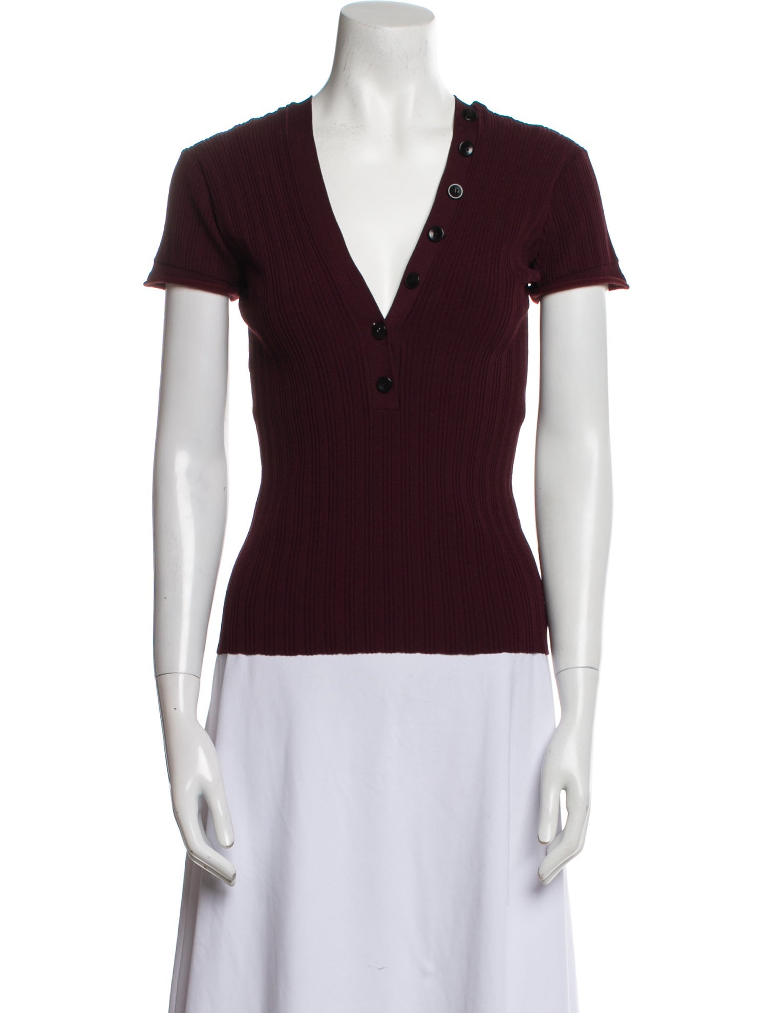 Proenza Schouler White Label V-Neck Short Sleeve Polo