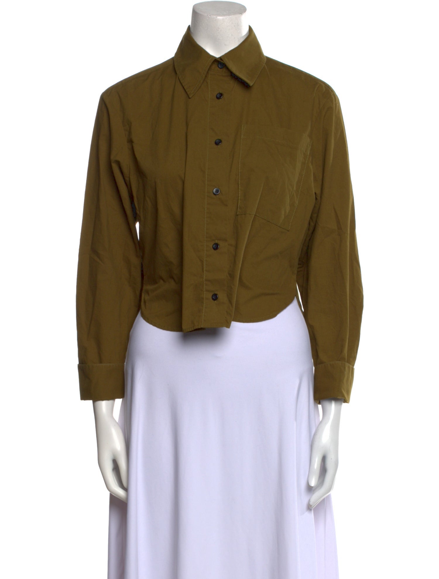 Proenza Schouler White Label Three-Quarter Sleeve Button-Up Top