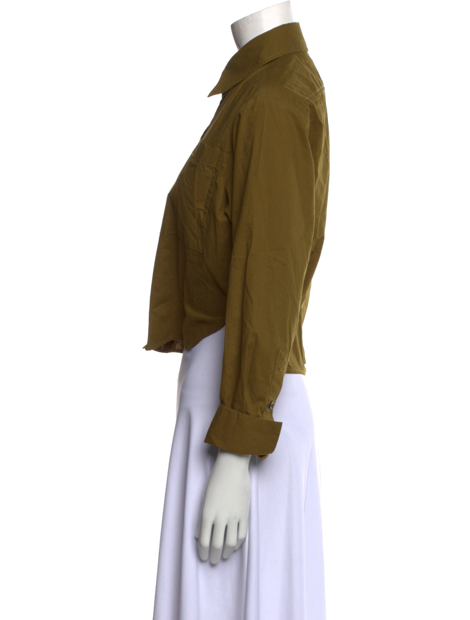 Proenza Schouler White Label Three-Quarter Sleeve Button-Up Top