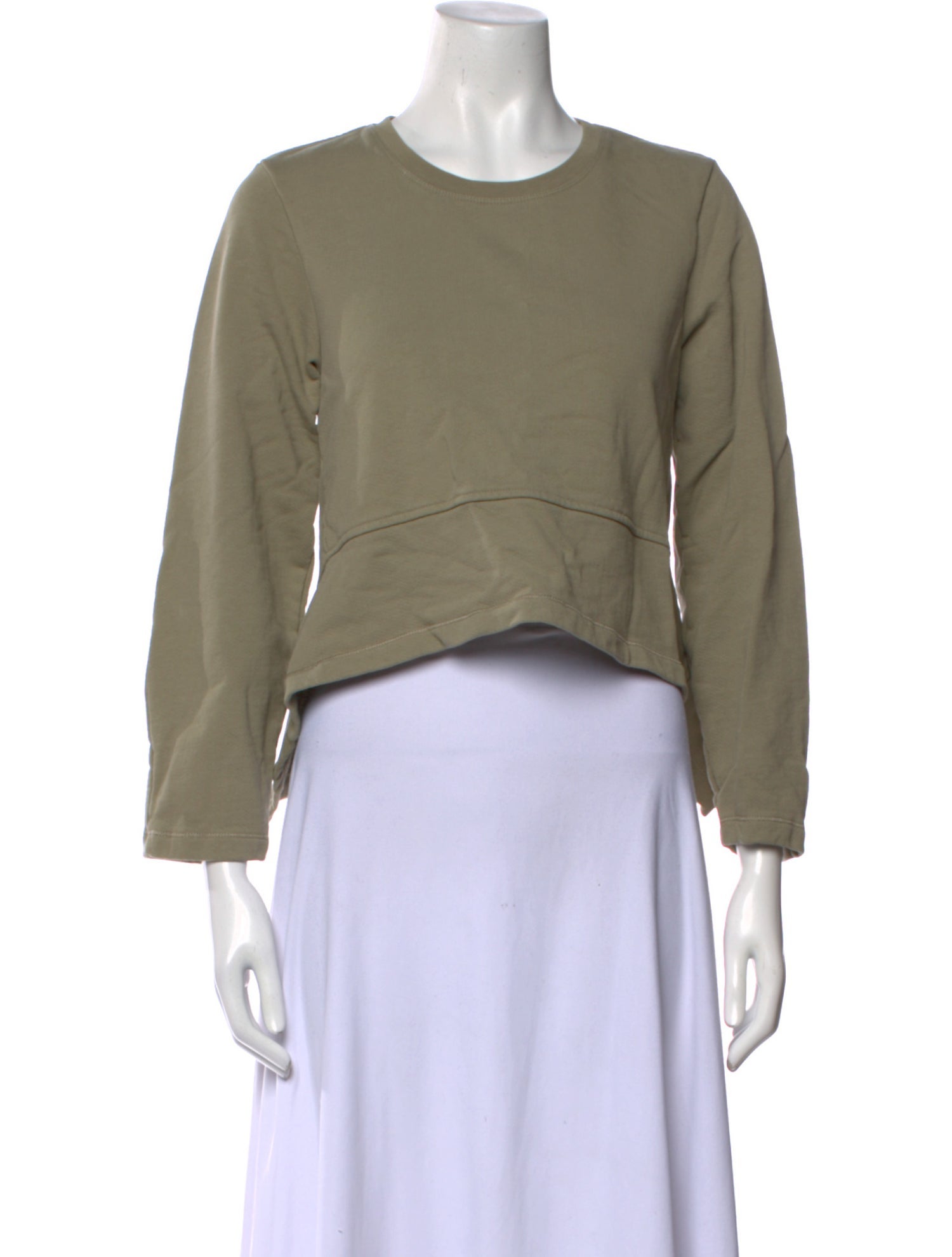 Proenza Schouler White Label Crew Neck Three-Quarter Sleeve Crop Top