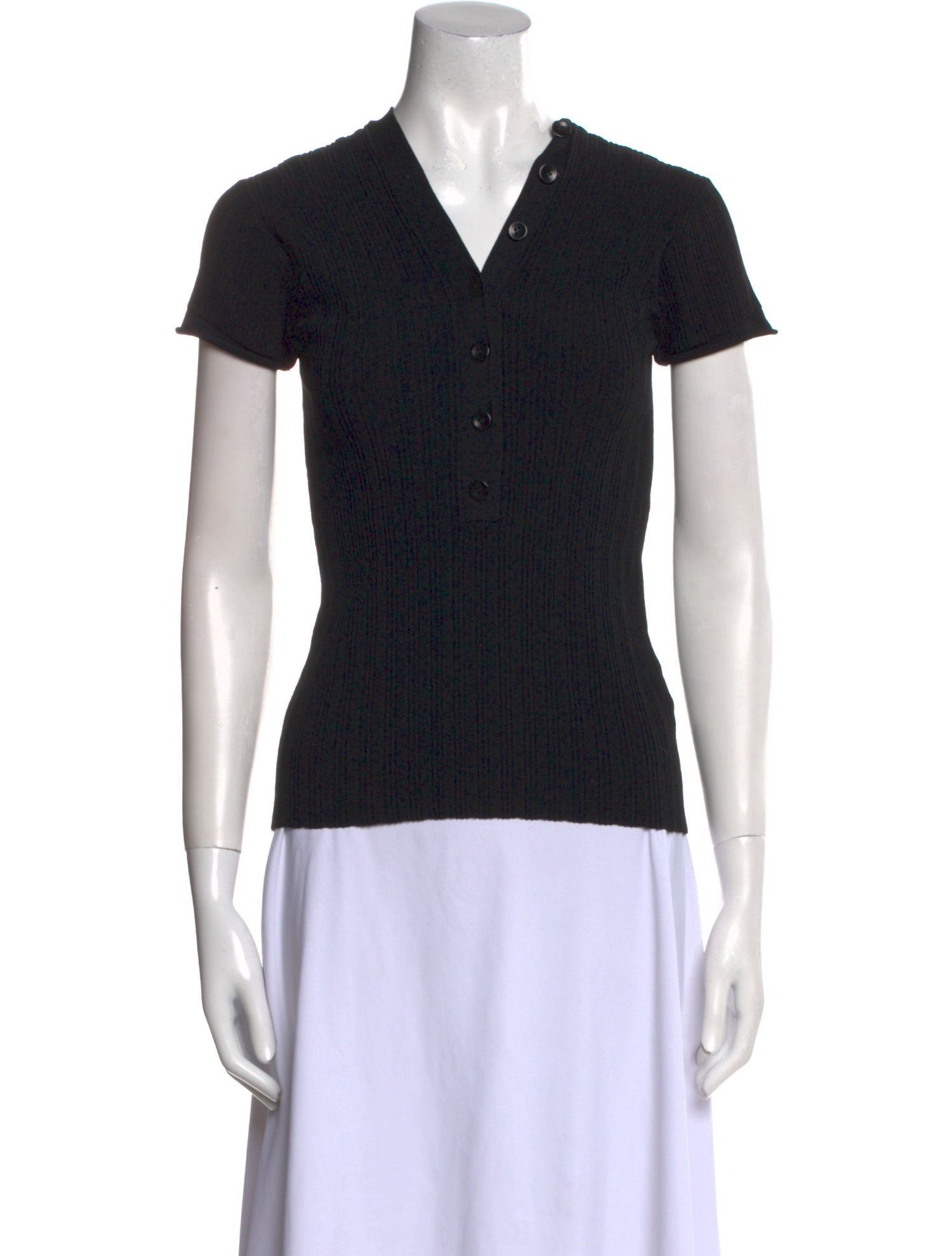 Proenza Schouler White Label V-Neck Short Sleeve Polo