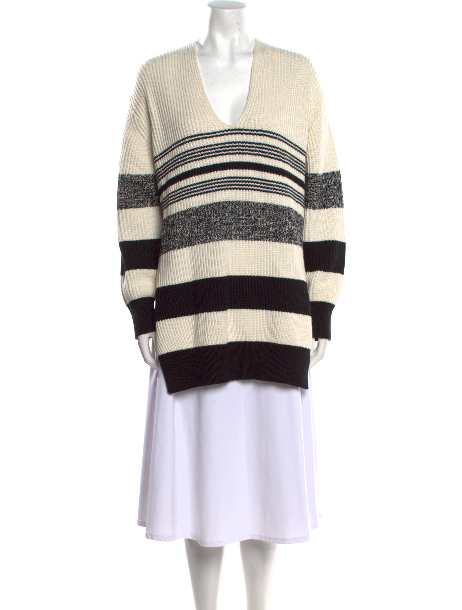 Proenza Schouler White Label Striped V-Neck Sweater