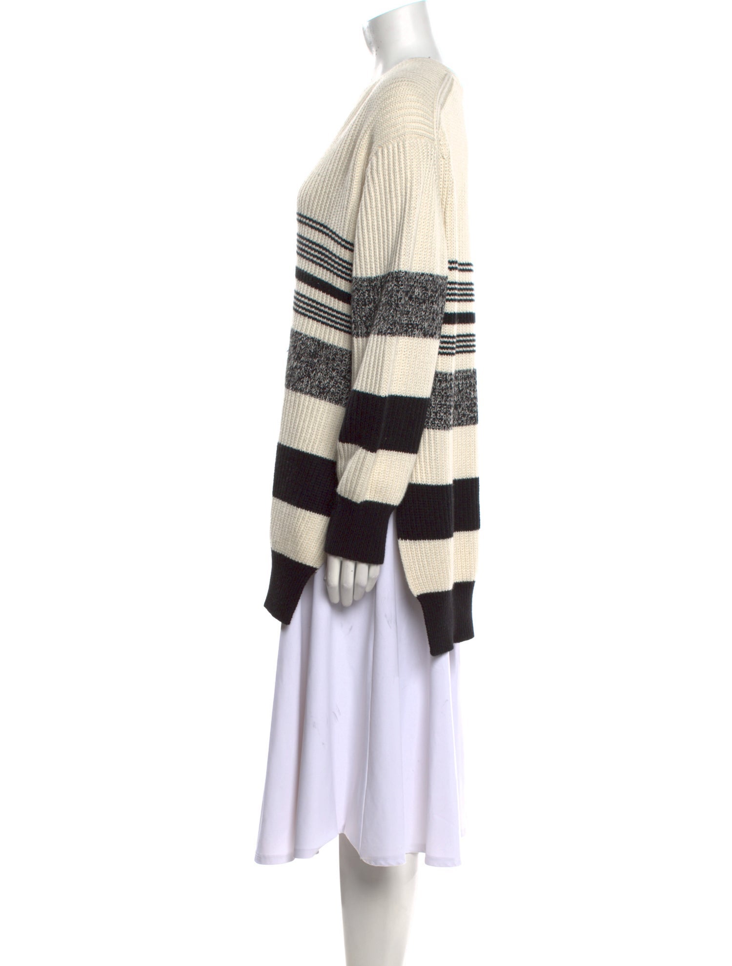 Proenza Schouler White Label Striped V-Neck Sweater