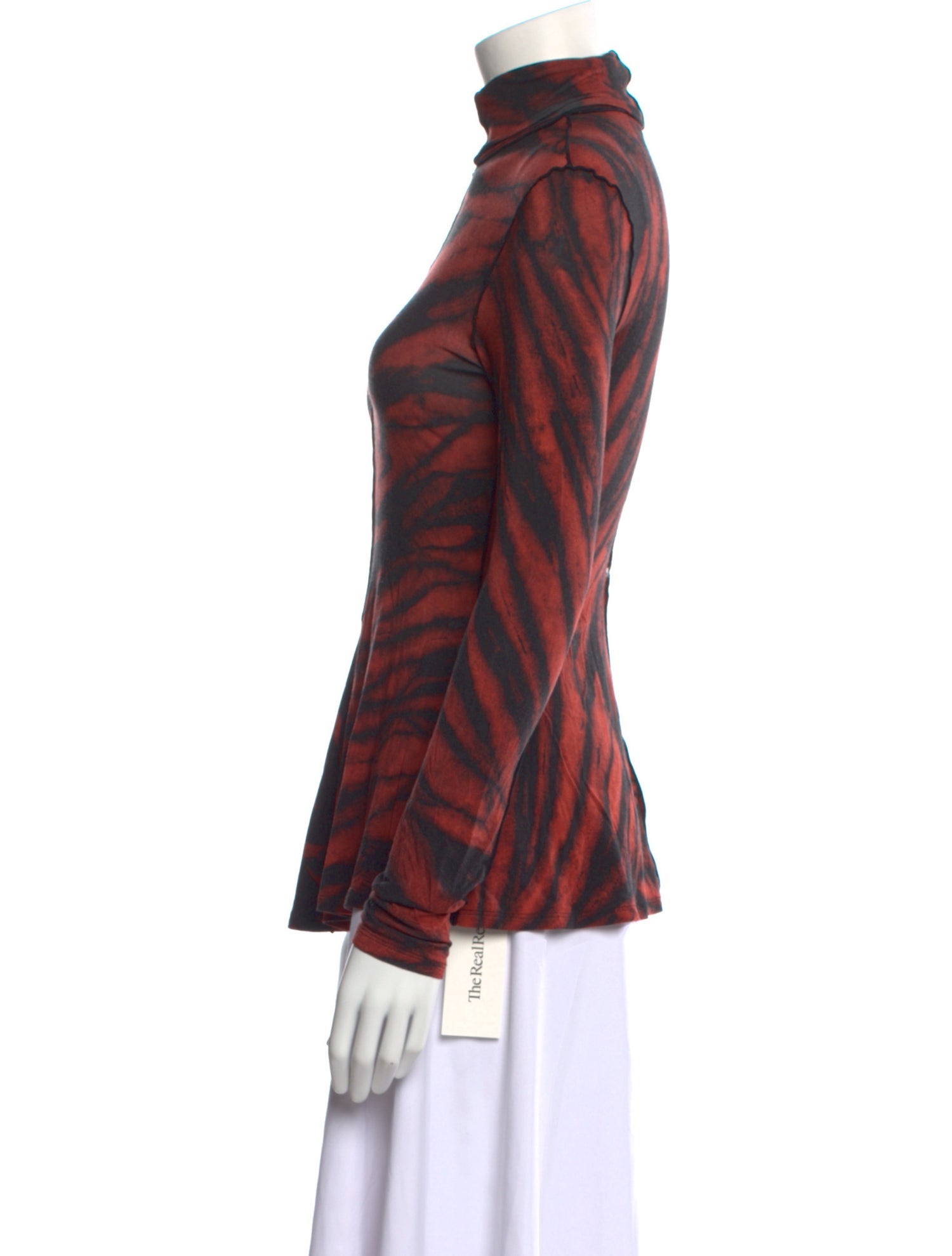 Proenza Schouler White Label Animal Print Turtleneck Button-Up Top