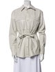 Proenza Schouler White Label Faux Leather Long Sleeve Button-Up Top