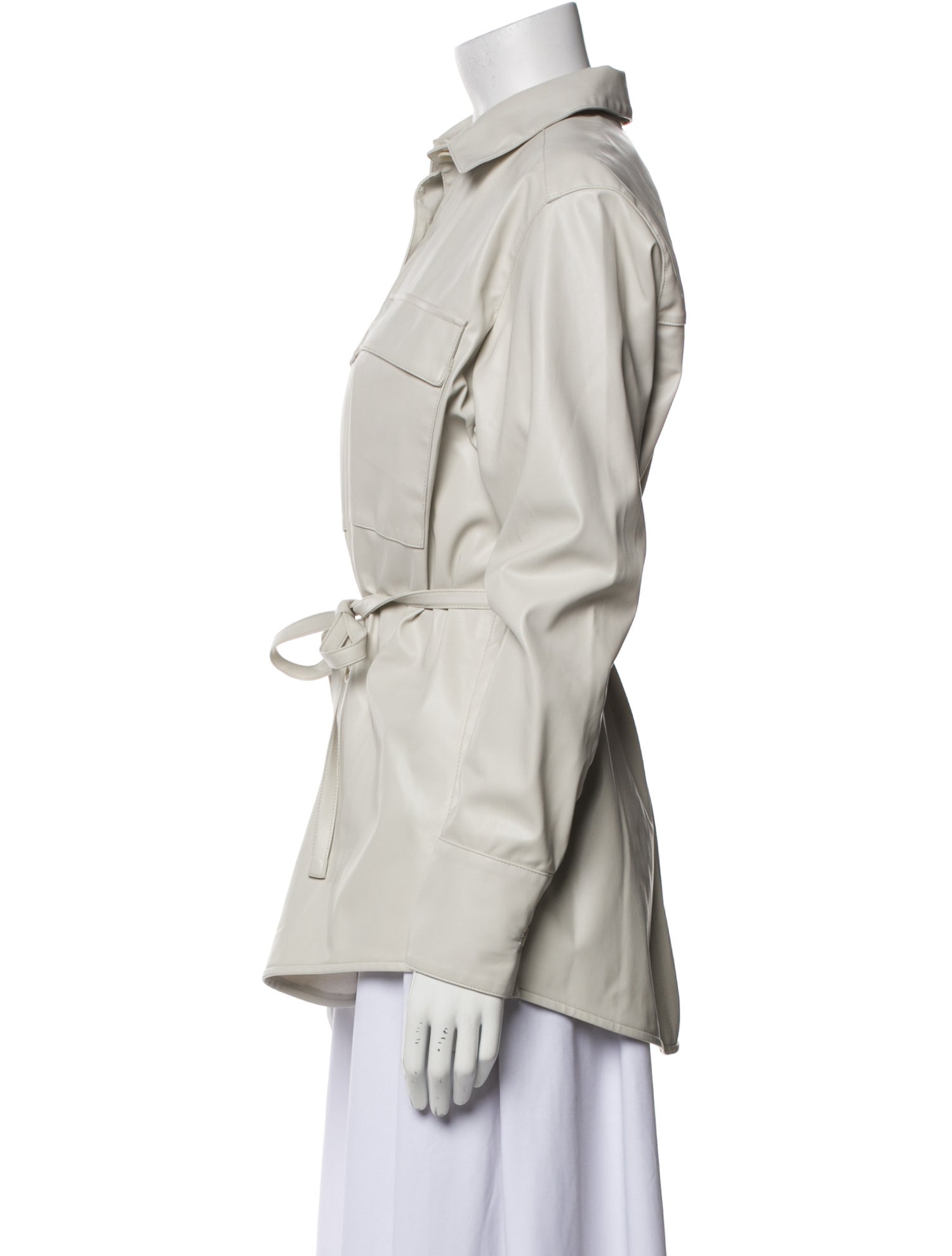 Proenza Schouler White Label Faux Leather Long Sleeve Button-Up Top
