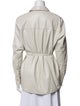 Proenza Schouler White Label Faux Leather Long Sleeve Button-Up Top