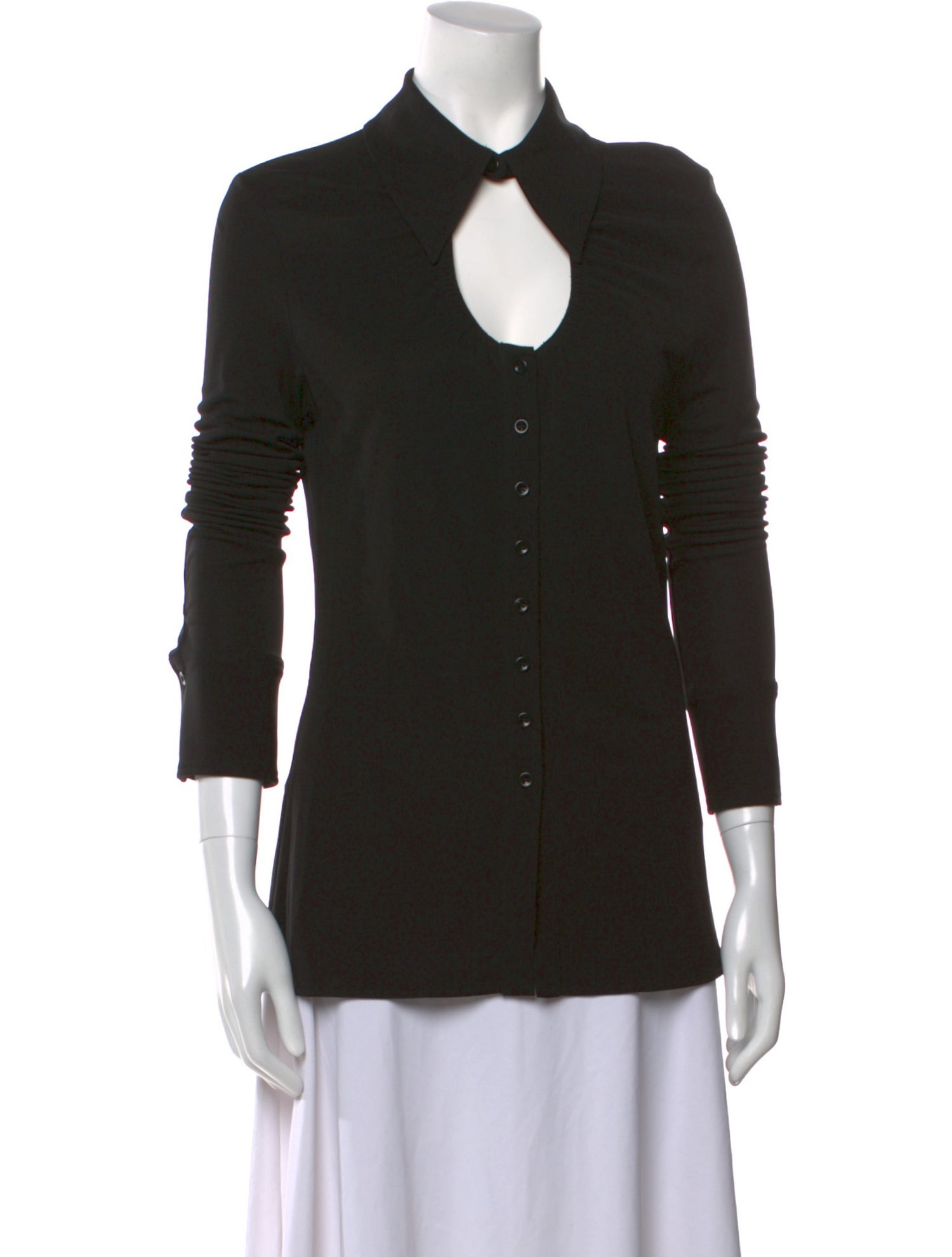 Proenza Schouler White Label Three-Quarter Sleeve Button-Up Top