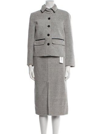 Proenza Schouler White Label Striped Leather Trim Embellishment Skirt Set